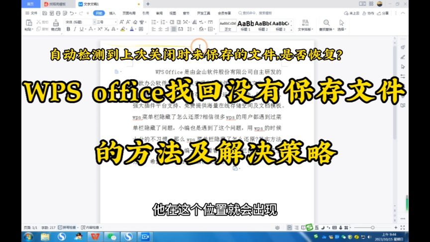 WPS卡死後救檔技巧